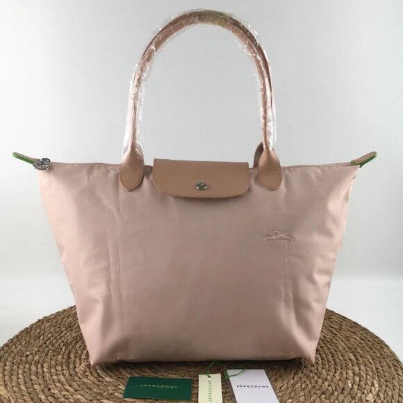 NWT Medium Longchamp Green Office Handbag Pale Pink Shoulder Tote M - Picture 1 of 7